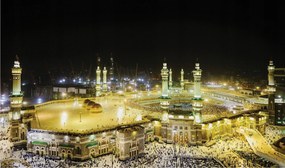 Flizelin fotótapéta Kaaba Mekka éjszaka Iszlám Hadzs zarándokok 416x254 +ragasztó