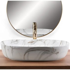 REA-U9656 - Pult fölé helyezhető CLEO mosdó 41x60,5 cm, kerámia/márvány dekor