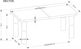 MELTON bővíthető étkezőasztal – világos dió 160 – 220 cm