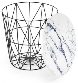 Kávésasztal HARISSA 41x42 cm fekete/fehér márvány dekoráció