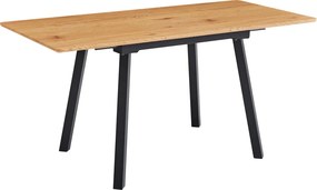 Kihúzható étkezőasztal, 120-160x80 cm, tölgy/fekete, DIRAN