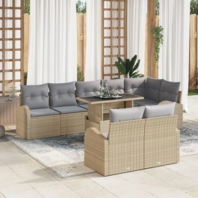 Kerti Kanapé Szett 9 pcs bézs és világosszürke 100 x 55 x 73 cm