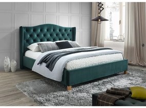 Aspen Bársony ágy 180 x 200 cm, sötétzöld
