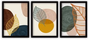 Leaves III. 3 db-os kép készlet fekete keretben, 35 x 45 cm - Vavien Artwork