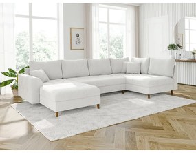 Krémszínű buklé sarokkanapé (bal oldali-U alakú) Ariella – Ropez