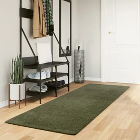 HUARTE erdőzöld rövid szálú puha és mosható szőnyeg 80 x 250 cm