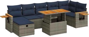vidaXL 8 részes szürke polyrattan akácfa kerti ülőgarnitúra párnákkal