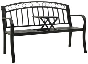 vidaXL fekete acél kerti pad asztallal 120 cm