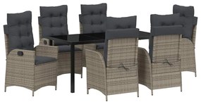 vidaXL Kert étkező szett párnával 7 pcs Szürke polirattan