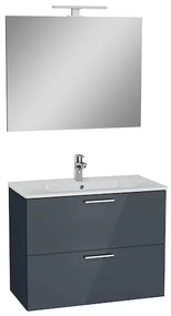 VitrA Mia Fürdőszobabútor szett mosdóval, tükörrel és világítással 79x61x39,5 cm fényes antracit MIASET80A