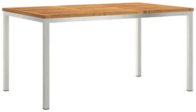 7 Darabos Kerti Étkezősor Tömör Akácfából, Kültéri Étkezőasztal 150x90x75 cm Tömör Akácfából