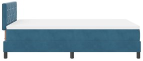 Box Spring ágy matraccal és LED világítással, Sötétkék, 120x190 cm, bársony