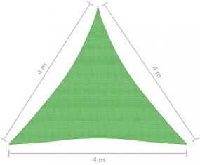 világoszöld HDPE napvitorla 160 g/m² 4 x 4 x 4 m