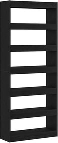 vidaXL Könyvespolc polcokkal Fekete tölgy 80 x 30 x 198 cm Faanyag