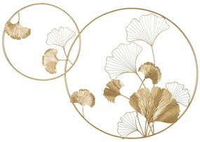 Ginko biloba leveles kerek fali dekoráció, arany - GINKO