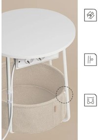 Kisasztal beépített aljzatokkal és USB-portokkal NOIRA bézs/fehér