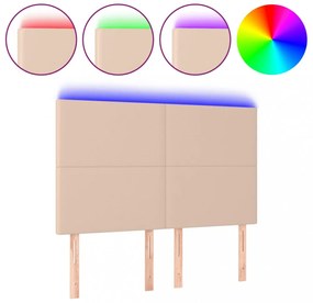 cappuccino műbőr LED-es fejtámla 144x5x118/128 cm