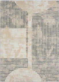 Szőnyeg a nappaliba 80x150cm, puha szálú, 3D mintával vágott, bézs-krémszínű