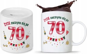 Persely Bögre Szett Születésnapra 70 70-es 70-es évek nyomott mintával