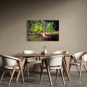 Kép - Fából készült hajó a csatornán, Thaiföld (90x60 cm)