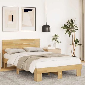 ágykeret fejtámlával matrac nélkül 120x200 cm tömör fa tölgyfa
