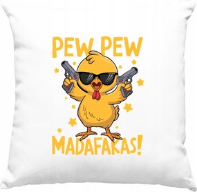 Párna Pew Pew Csaj Mém Vicces Fehér