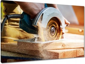 Vászonkép 90x60 Deszka vágása fűrésszel