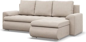 Tokio sarokkanapé, 2 ágyneműtartóval, bársony, jobboldali, bézs