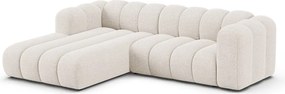 Krémszínű zsenília sarokkanapé (bal oldali-heverő résszel) Lupine – Micadoni