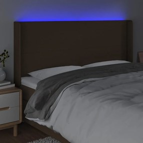 sötétbarna szövet LED-es fejtámla 183x16x118/128 cm