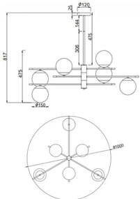 Maytoni MOD048PL-06G - Csillár rúdon NOSTALGIA 6xE14/40W/230V