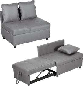 HOMCOM 3 az 1-ben Fotelágy kihúzható kanapéágy funkcióval, 2 személyes, állítható háttámlával, oldalzsebbel, párnával, kerekekkel, max. 300 kg, kis he