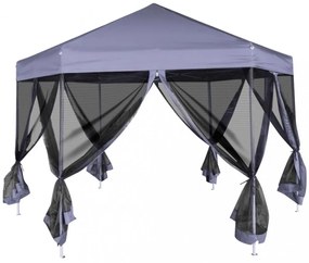 sötétkék hatszögletű felugró pavilon 6 oldalfallal 3,6 x 3,1 m