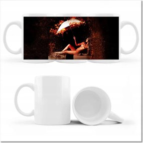 Nyomott mintás bögre Csaj lángoló pózban