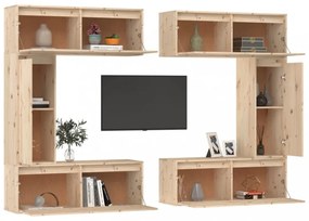 vidaXL 6 darab tömör fenyőfa TV-szekrény