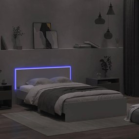 fehér ágykeret fejtámlával és LED-del 120 x 200 cm