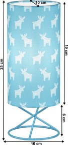 Asztali lámpa, fém/kék textil lámpaernyő, AVAM