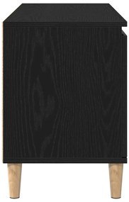 TV Szekrény Fa Lábbal Fekete Tölgy 102x35x50 cm