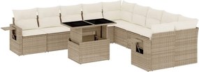 vidaXL 11 részes bézs polyrattan kerti ülőgarnitúra párnákkal