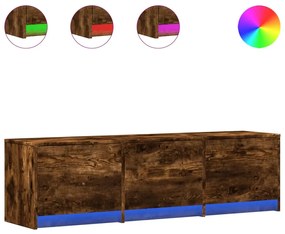 füstös tölgy színű szerelt fa LED-es TV-szekrény 140x34x40 cm