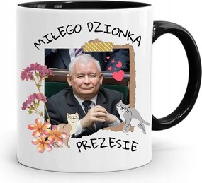 Bögre Fekete Vicces Pis Jaroslaw Kaczynski nyomott mintával