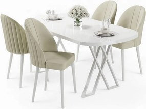 Kaye étkezőgarnitúra, fehér-krém, 168 cm – TR240CHR2810