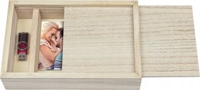 Barna fa fényképtartó doboz+pendrive