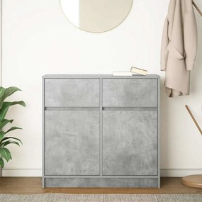 betonszürke szerelt fa tálalószekrény fiókos 80x34x76 cm