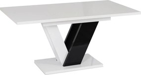 szett étkezőasztal CLARK 120-160 cm fényes fekete/fehér és 4 szék LUCKY sötétkék