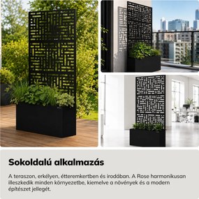 Fém kerti pergola virágládával 3in1, fekete, 900x1800x300 mm: ROSE