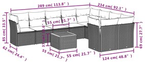 10 részes szürke polyrattan kerti ülőgarnitúra párnákkal