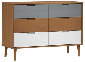 MOLDE barna tömör fenyőfa fiókos szekrény 113 x 40 x 80 cm