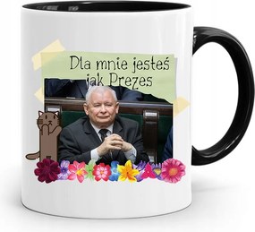 Bögre Fekete Vicces Pis Jaroslaw Kaczynski nyomott mintával