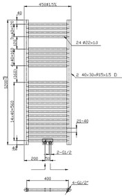 Novaservis - Fürdőszobai létra radiátor (törölközőszárító) 318 W / 230 V, 120 × 45 cm, fényes króm, egyenes